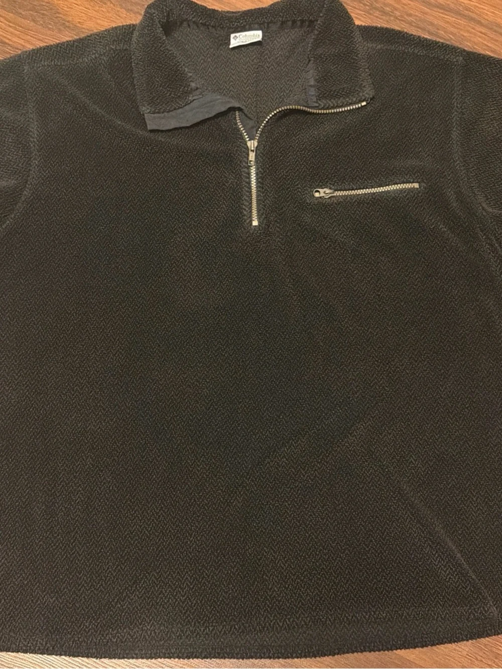 VTG Columbia Black Half-Zip Fleece Pullover with Zip Chest Pocket